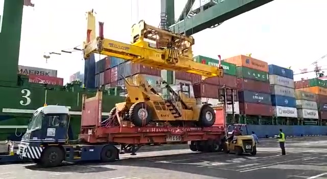 The arrival of the first batch of WFP-funded container handling equipment